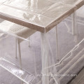 Venta caliente transparente PVC mantel con borde de costura